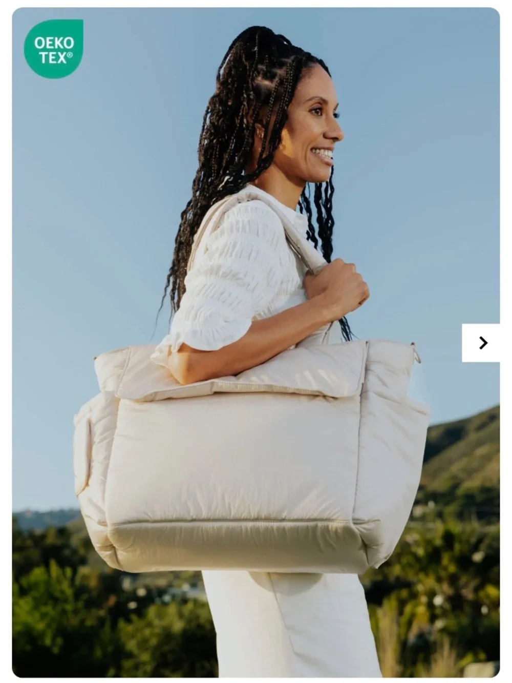 Calpak Diaper Tote Bag with Laptop Sleeve in Oatmeal